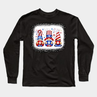 4th Of July Patriotic Gnomes Sunglasses American Fireworks Long Sleeve T-Shirt